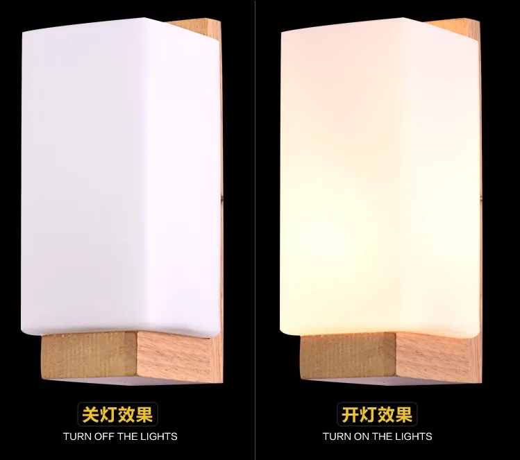 Modernios sienos lempos minimalistinio įėjimo prieškambario laiptai, naktiniai staleliai, lempa, miegamojo lempa, Medžio, stiklo lempų gaubtų tatamio sienos apšvietimo šviestuvas 3