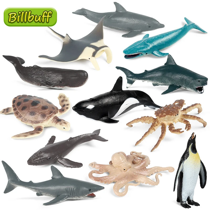 Naujas Modeliavimo Vandenyno Gyvūnų Pavyzdį Duomenys Ryklių, Banginių, Vėžlių, Delfinų Kardžuvės Veiksmų Skaičiai Švietimo žaislai vaikams Dovanų 3