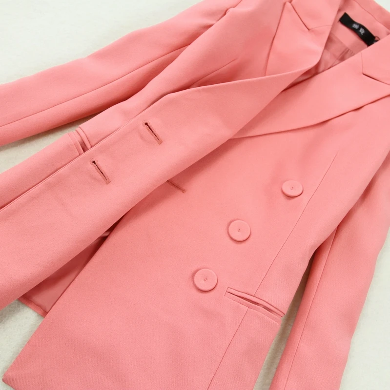 Nustatyti moterų pavasarį naujas mados ilgomis rankovėmis dvieiliai rožinė OLIS temperamentas profesinės kostiumas + krepšys klubo padalinta sijonas, dviejų dalių 3