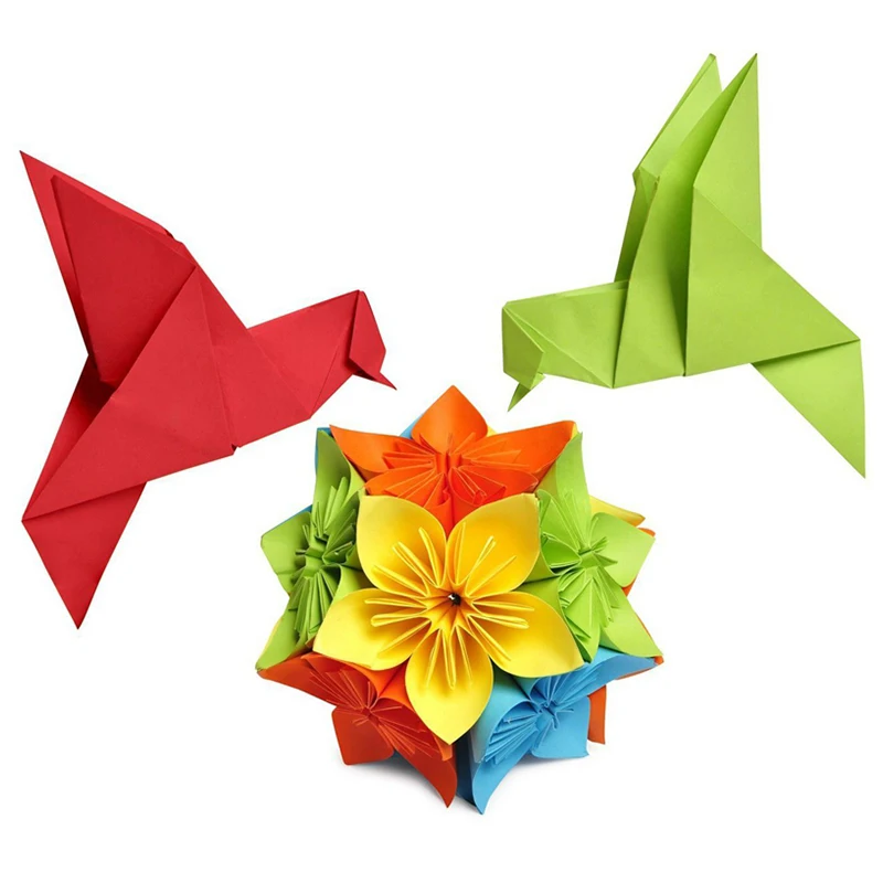 Origami Popieriaus 50 Ryškių Spalvų Dvipusis 200 Lapų aukščiausios Kokybės 15cmx15cm Menų ir Amatų Projektams - Pačios Spalvos Tiek 3