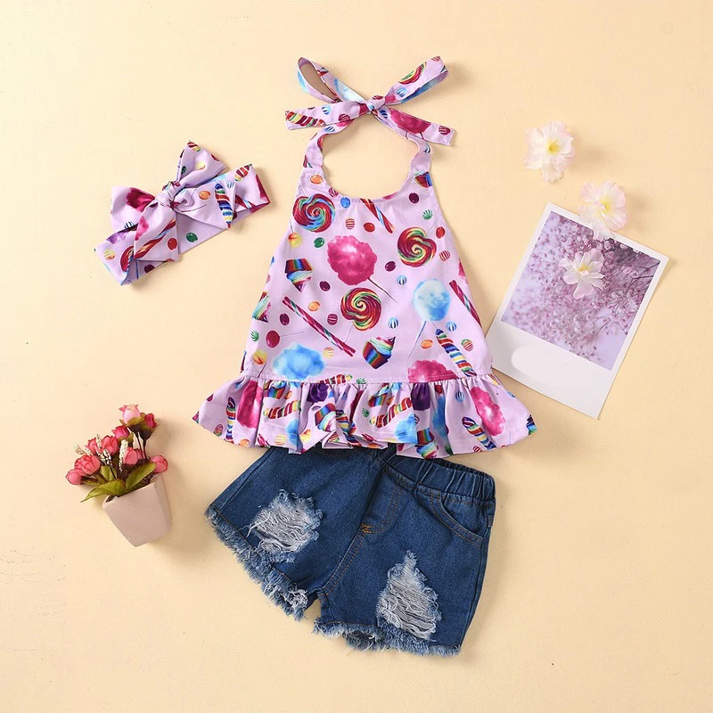 Originalus Zebra Prisiminti baby girl vasaros drabužių tiktų vaikams saldumynai plisuotos, megztinis, suknelė+kankina džinsinio šortai vaikams drabužių rinkinys 3
