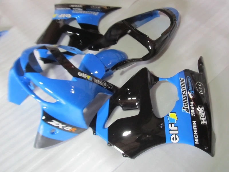 Populiariausi plastiko lauktuvės komplektas Kawasaki Ninja ZX6R 98 99 mėlyna juoda motociklo purvasargiai nustatyti ZX6R 1998 1999 MP07 3