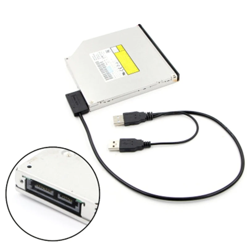 USB 2.0, A Tipo, Kad 13Pin(7+6) SATA Adapteris Kabelio Išorinio Maitinimo CD-ROM, DVD-ROM 3