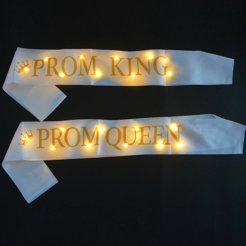 Vyrų, Moterų, LED Žėrintis Švytinčios Juostelės Varčios Petį Aukso Raidėmis Prom Karalius ir Karalienė Vestuves Dovanos Bachelorette 3