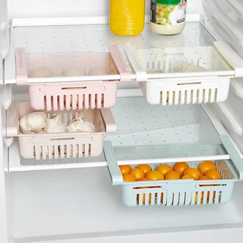 4Pcs Ištraukiama Šaldytuvas Pasiskirstymo stalčiuko Virtuvės Namų Multi-Purpose Šaldytuvas Stovo Sluoksniuotos Sandėliavimo Lentynos Namų 5055