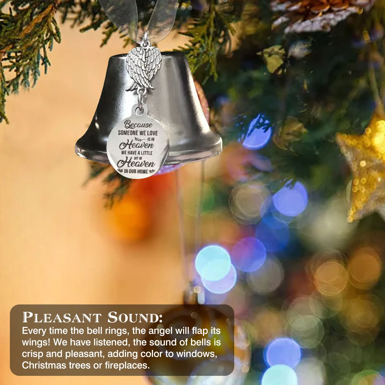 Angel Wing Nuorodą Sidabro Varpas Kalėdų Medžių Bell Pakabukas Patvarus Išskirtinį Varpeliais Ornamentu Namų Šaliai Dekoro 4