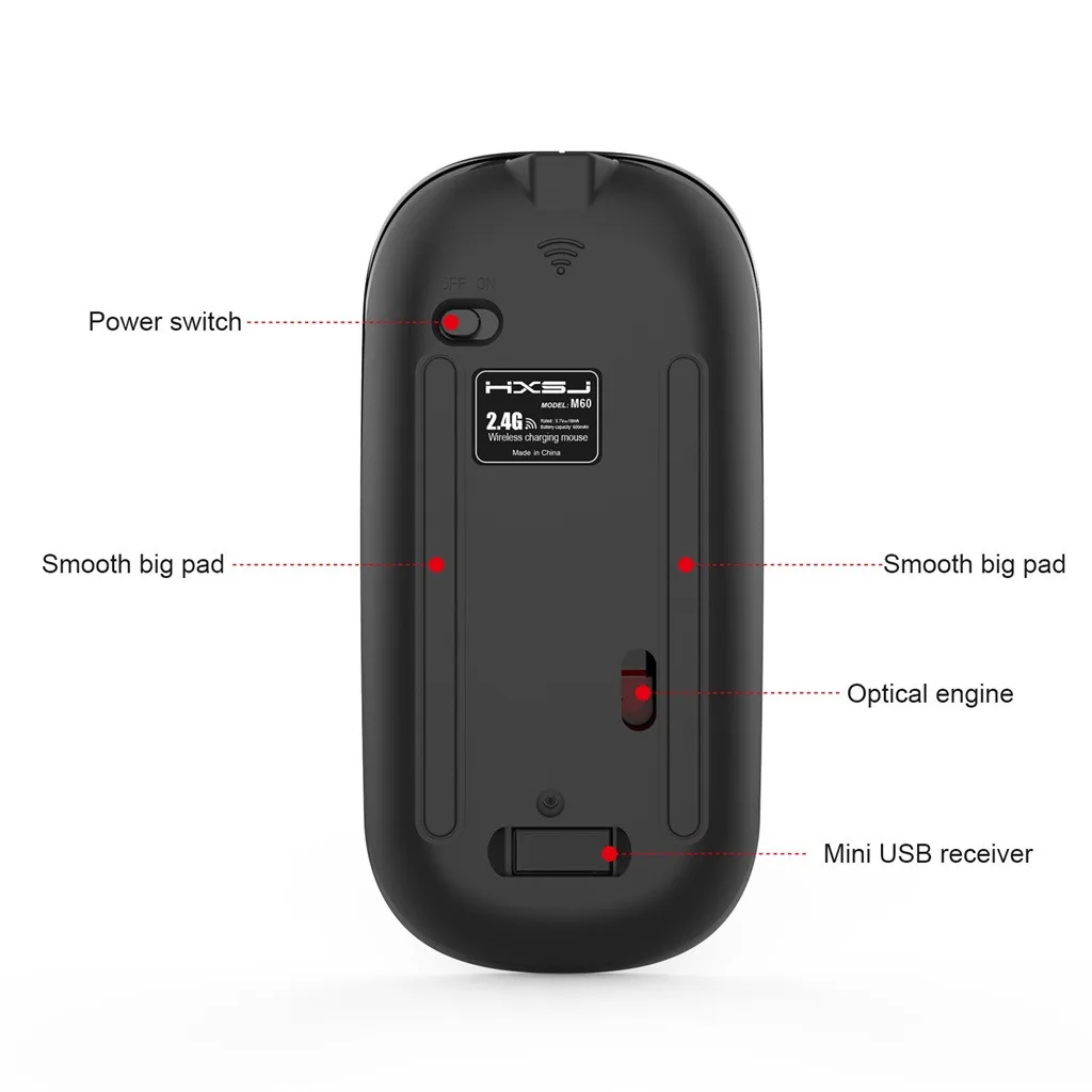 Belaidės Pelės USB Imtuvas 2019 Naujas Ergonomiškas Belaidės Pelės 1200DPI USB+Tipo C Įkrovimo Optinės Pelės 4
