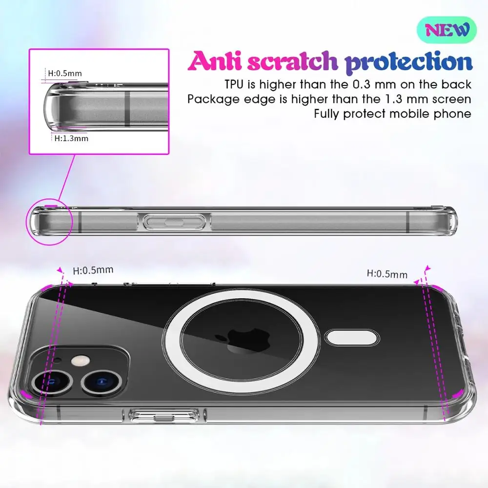 Belaidžio Įkrovimo Magnetu Apsauginė Atveju iPhone, 12 Mini Pro Max Mobiliojo Telefono Atveju Stiprus Magnetinis Odos Padengti Magsave 4