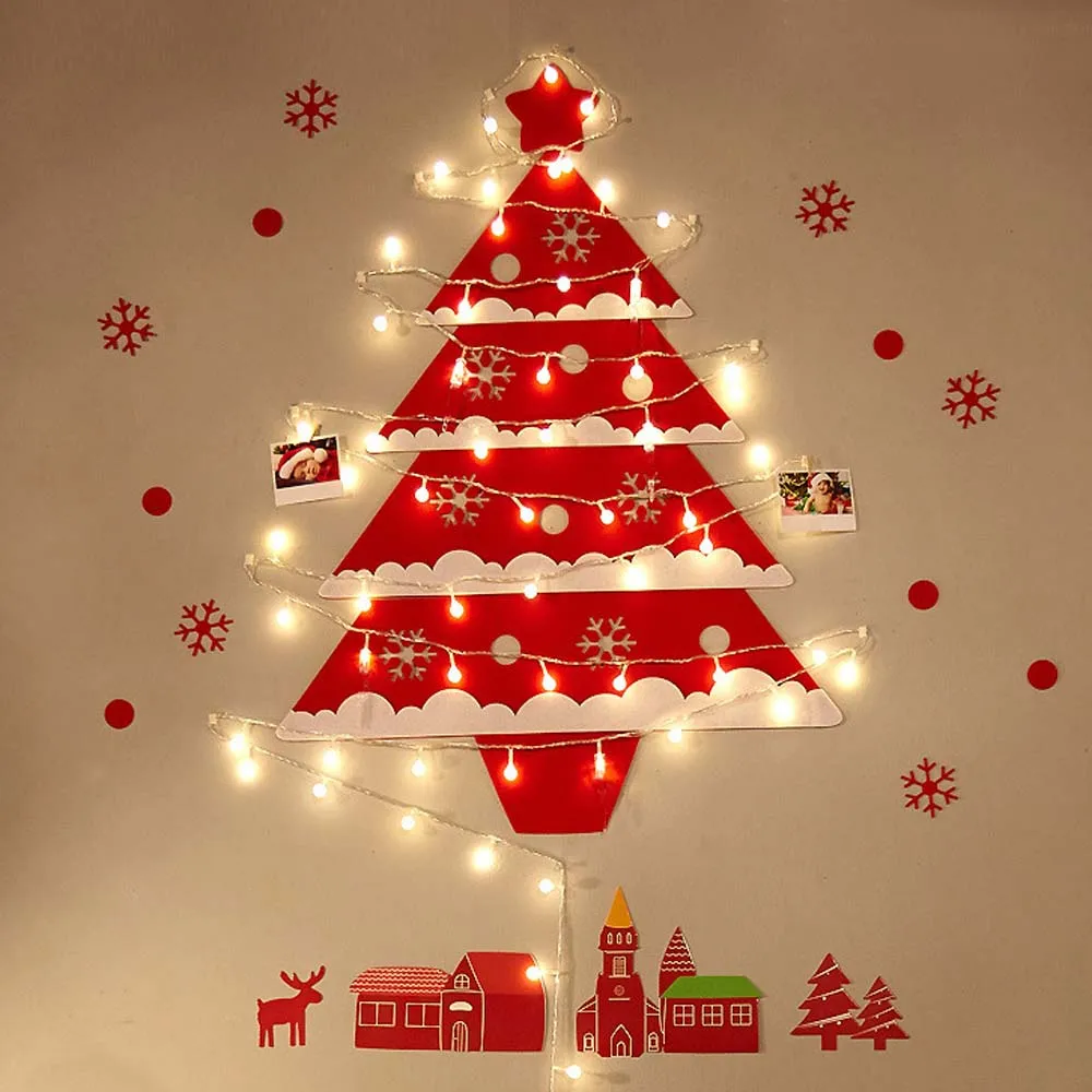 Blizgučiai Papuošalai Atostogų Šventės LED Žibintai Linksmų Kalėdų Šviesos kalėdų Eglutė Kalėdų Dekoro Lipdukai, Sienų Dekoras 4