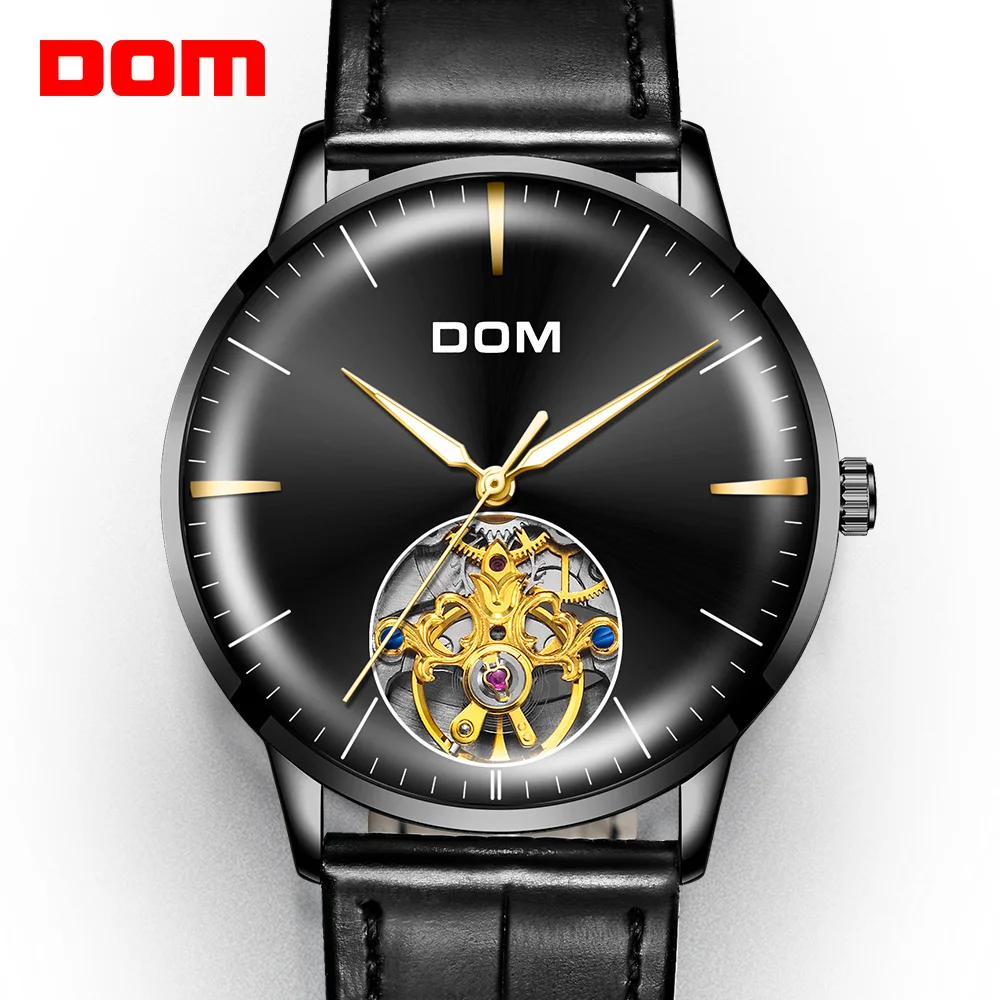 DOM-Ultra plonas, Paprastas, Klasikinis Vyrų Mechaniniai Laikrodžiai Verslo Vandeniui Žiūrėti Prabangos Prekės Odos Automatinis laikrodis, M-1268BL-1M 4
