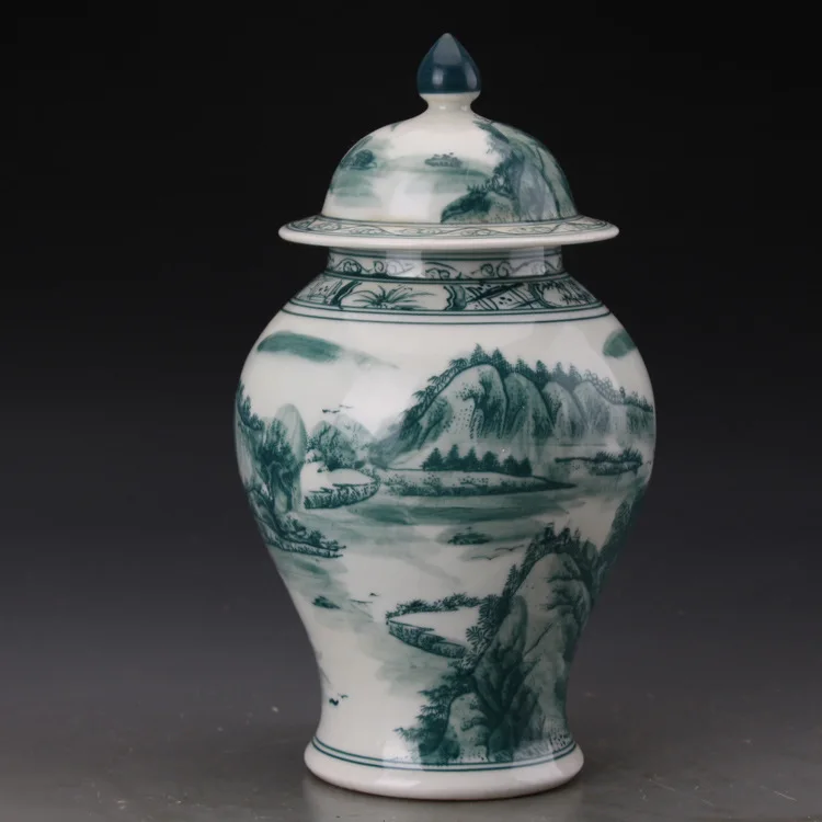Jingdezhen Rankomis Dažyti Antikvariniai rankų Mėlyna Ir Balta Kraštovaizdžio Kolekcija šventykla jar Kolekcija Antikvariniai Porceliano jar 4