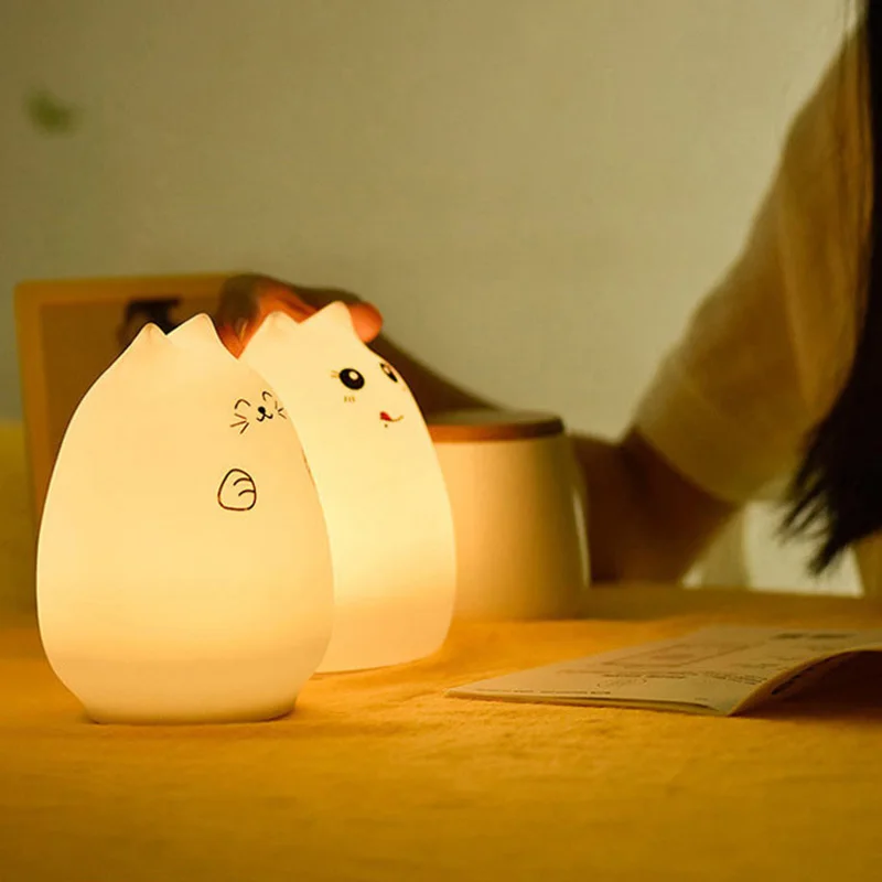 LED USB Gyvūnų Skaityti Knygą Šviesos Silikono Minkštas Animacinių filmų Kūdikio Spalvos Katė Vaikų Gyvūnų Darželio Lempos Kvėpavimo Naktį Šviesos Naujas 4