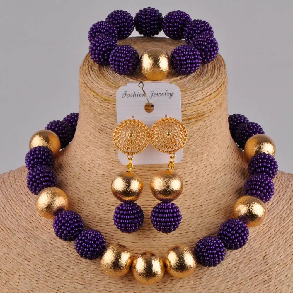 Oranžinė papuošalų rinkinys imituojamas afrikos perlas karoliai nigerijos karoliukai, papuošalų komplektai moterims FZZ36 4