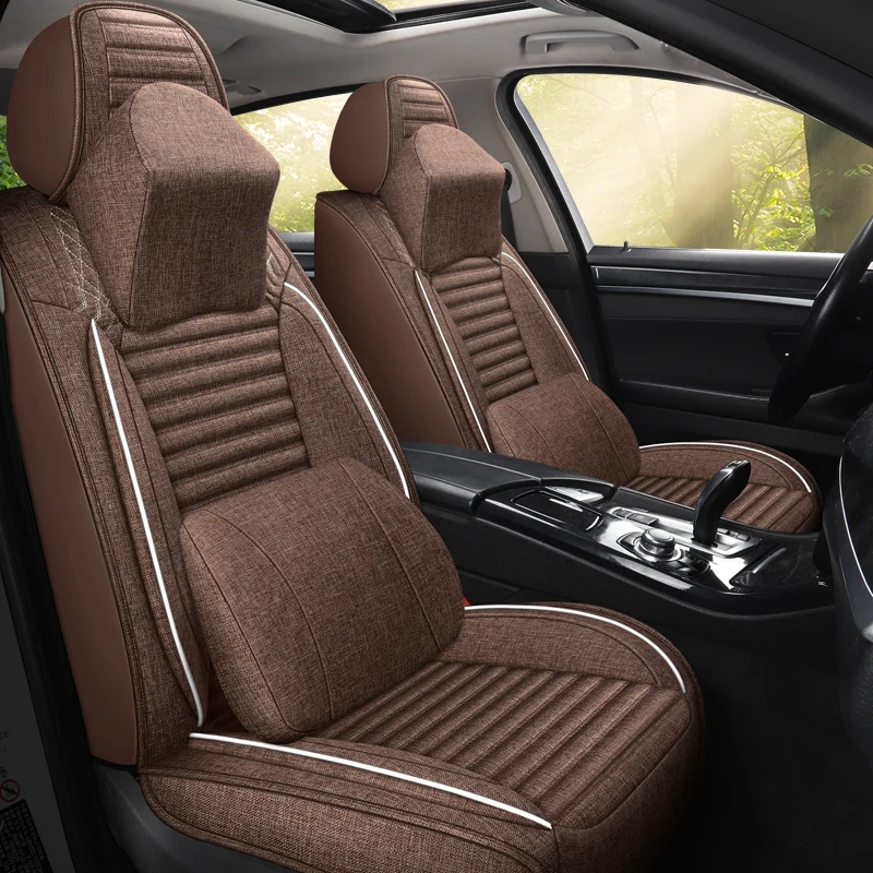 Visiška linų pluošto automobilių sėdynės padengti automobilių sėdynės apima Toyota CAMRY COROLLA LEVIN VIOS FS YARIS L PRADO CROWN, AVALON 4
