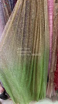 5yards/maišas, 2 - spalvų tankus vietoje blizgučiai milteliai gradiento spalvos europietiško stiliaus audinys naudojamas vestuvių suknelė mados etape QJ24# 3236