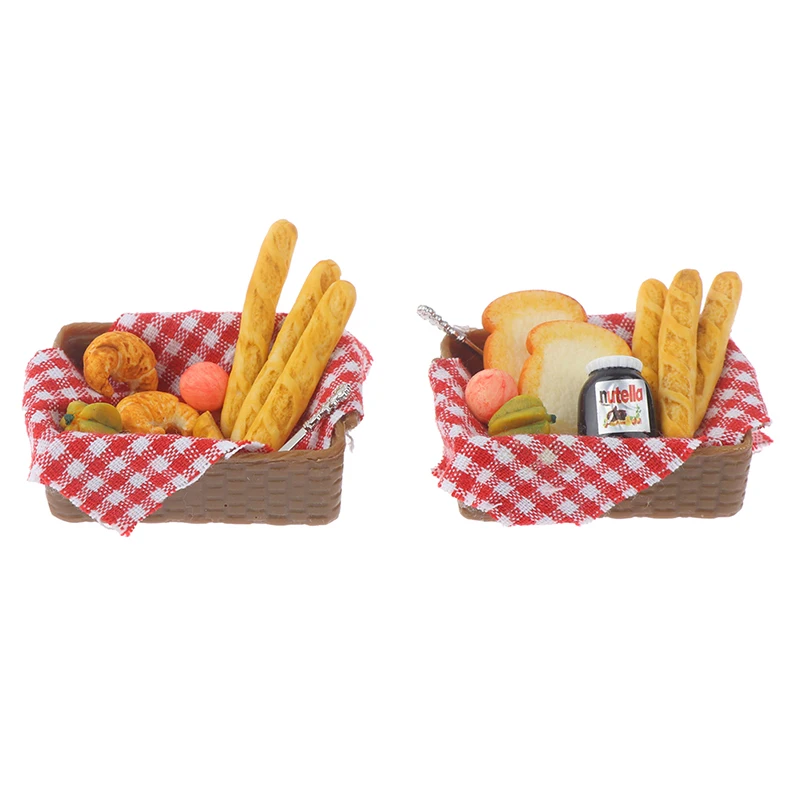 1/12 Miniatiūriniai Lėlių Priedai Mini Duonos Krepšelio Modeliavimas Virtuvės Maisto Modelį, Žaislai Doll House Dekoro 5