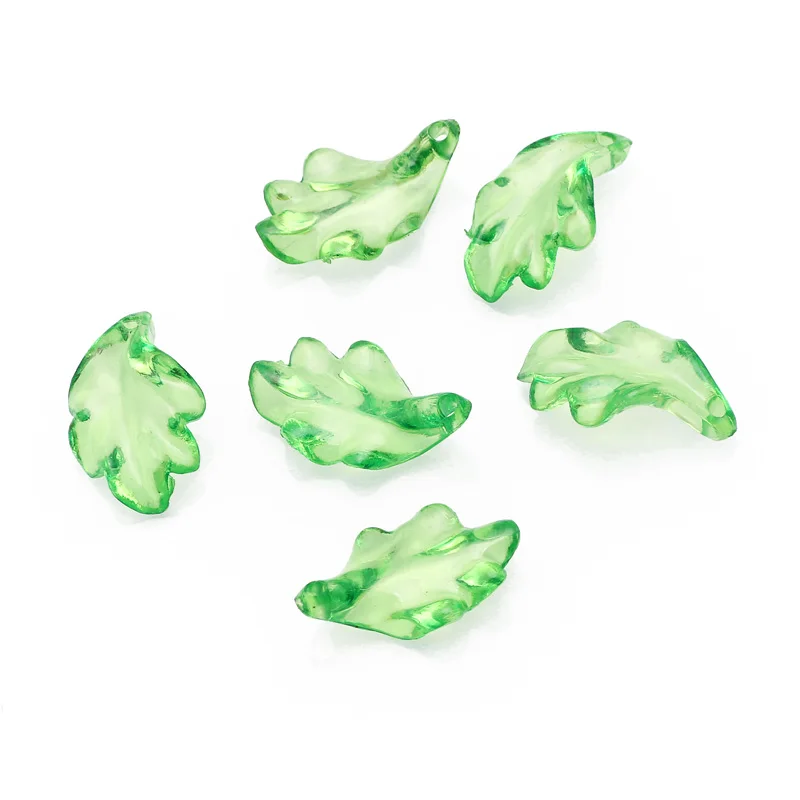 30PCS Žalia Žiedlapis/Lapų Formos Stiklo Kristalų 3D Karoliukai Prarasti Tarpiklius Papuošalai Priėmimo Reikmenys 