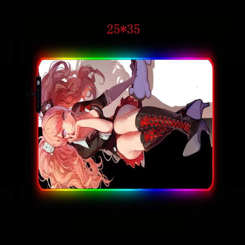 Anime Mergina RGB Žaidimų Pelės Mygtukai Didelis Kompiuterinių žaidimų XXL mygtukai LED Backlight Mause Klaviatūros Stalas Kilimėlis 5