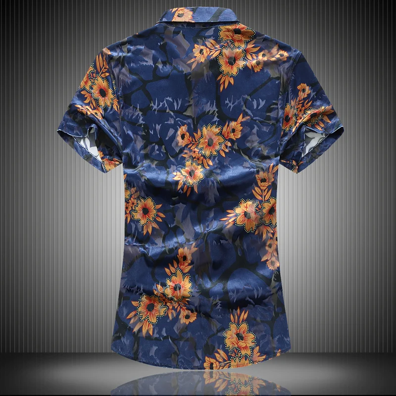 Aukštos kokybės flanelė tuščiaviduriai Kinų drakonas Vyrų 2019 Mados atspausdinta marškinėliai Slim Havajų atostogų Šalis atsitiktinis marškinėliai Homme 7XL 5