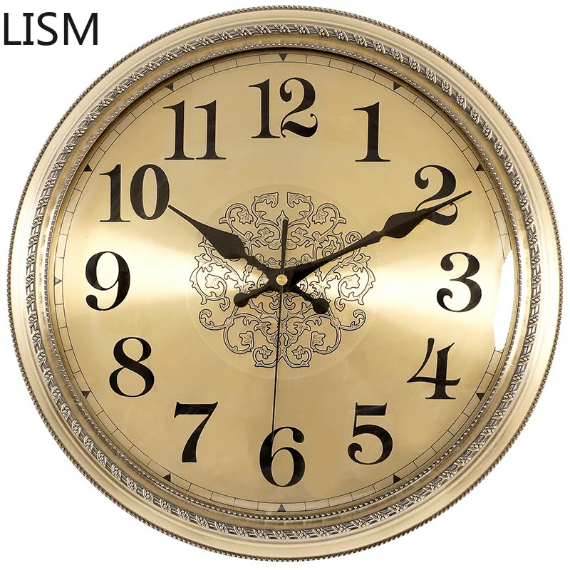 Didelis Modernus Sieninis Laikrodis Metalo Luxury Gold Vintage Sieniniai Laikrodžiai Kambarį Antikvariniai Laikrodžiai, Skaitmeninis Sieninis Laikrodis Troba Dekoras 5