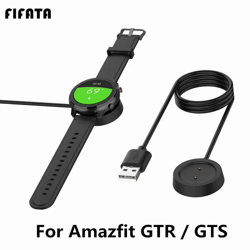 FIFATA 1m USB Įkrovimo Dokas Xiaomi Huami Amazfit VTR 47mm 42mm GTS Smart Žiūrėti Įkroviklio Galios Duomenų Kabelis Apmokestinimo Bazę Lopšys 5