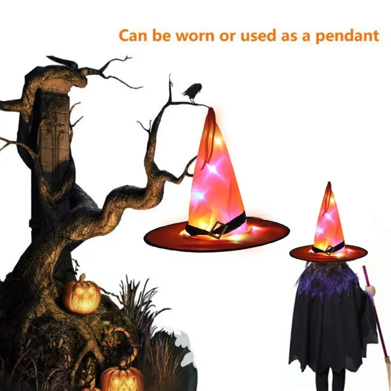 Helovinas LED Šviesos Šukuosena Magija Ragana Skrybėlę Helovinas Žėrintis Skrybėlę Vaikų, Suaugusių Šalies Prom Helovinas Dress Up Ragana Hat.. 5