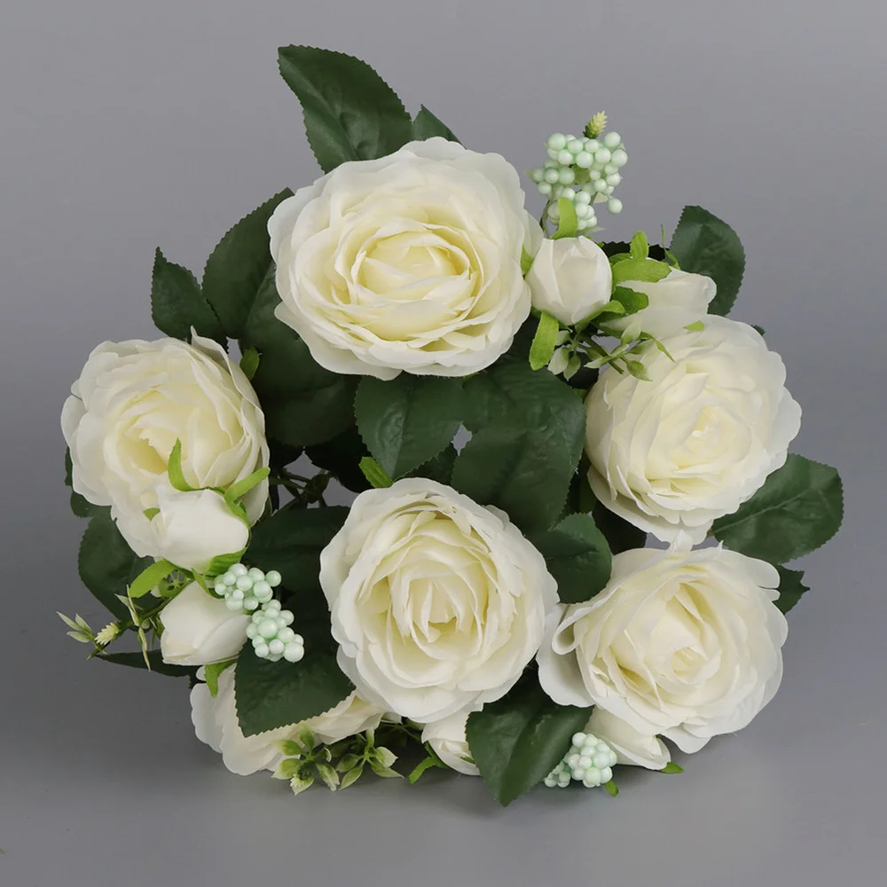 Imituojamas Persian Rose Dirbtinių Gėlių Pluoštas Fotografijos Prop Puokštė Home Office Vestuvių Apdaila ) 5
