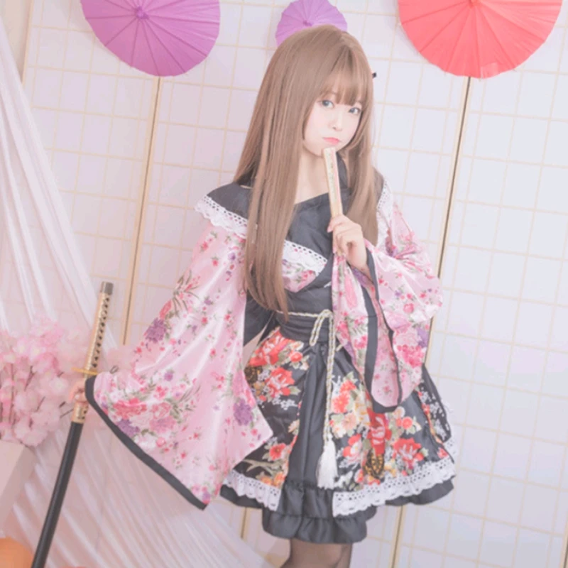 Japonijos seksualus cosplay spausdinti kostiumas šalis etape kimono cosplay tarnaitė kimono kostiumas 5