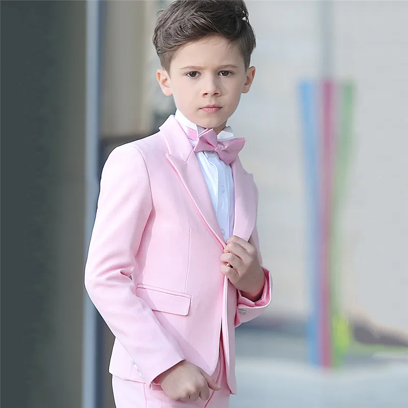 KUSON 2018 Striukė, Kelnės 2vnt Nustatyti Rožinės Berniukų kostiumai vestuvėms Vaikai Prom Vestuvių Kostiumai, skirti Berniukui, Vaikų Drabužių, Oficialių Kostiumų 5