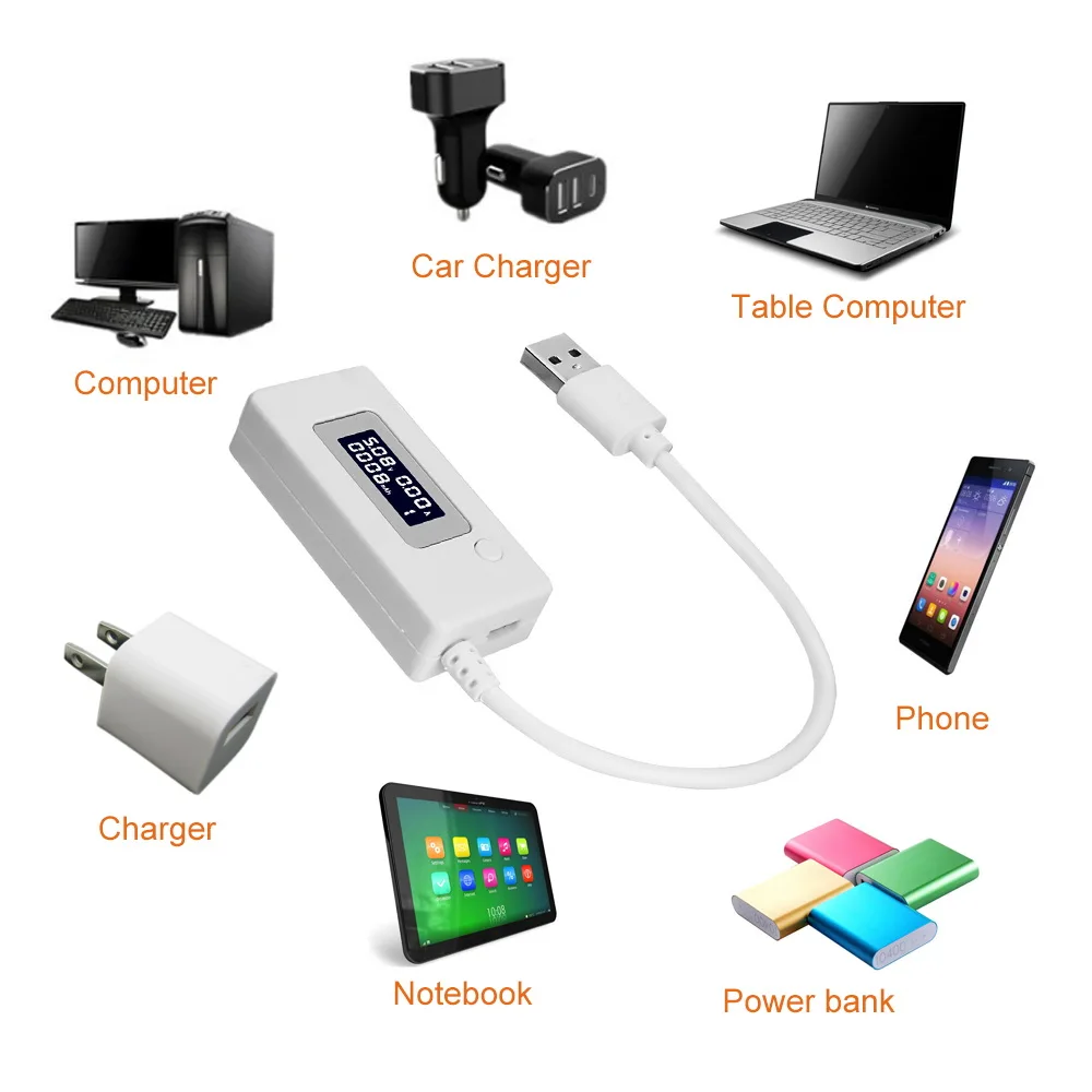 NICEYARD Galios Kroviklis Baterijos Talpa Detektorių, Micro USB Testeriai Telefono Maitinimo Banko Mobile Įtampa Srovės Matuoklio LCD Ekranas 5