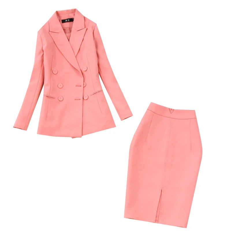Nustatyti moterų pavasarį naujas mados ilgomis rankovėmis dvieiliai rožinė OLIS temperamentas profesinės kostiumas + krepšys klubo padalinta sijonas, dviejų dalių 5