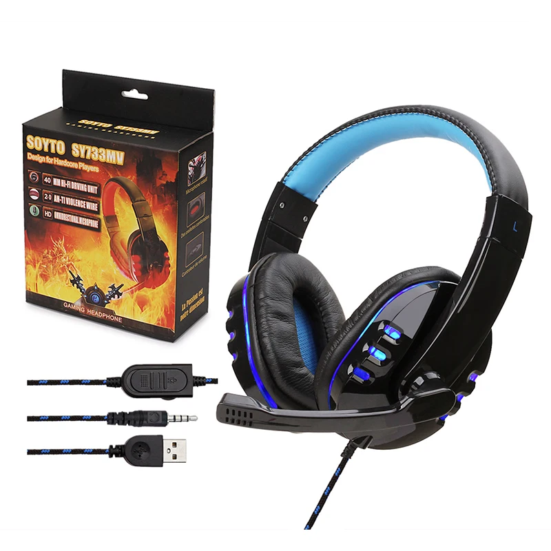 Žaidimas Stereo laisvų rankų įranga laidinė žaidimų ausinės per ausis su mikrofonu, Balso kontrolės nešiojamas kompiuteris PC gamer 5