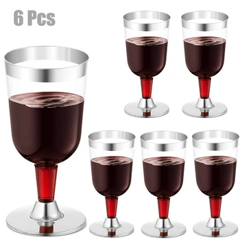6pcs 180ML Vienkartiniai Plastikiniai Raudonojo Vyno taurė Šampano Fleita Kokteilio Stiklinę Ledų Šalis, Gerti Puodelį Vakarų Virtuvė Taurė 3431