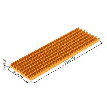 Aliuminio Radiatoriaus Heatsink Už M., 2 PCIE Kietojo Disko SSD 2280 70x22x3mm 12901