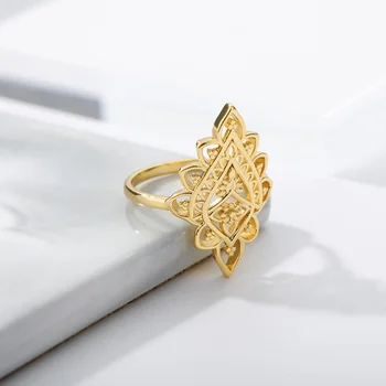Aukso Sidabro Spalvos Nerūdijančio Plieno Derliaus Žiedai Temas Geometrinis Žiedai Moterims Minimalistinio Stambusis Žiedai Elegantiškas Papuošalai Dovana 7454