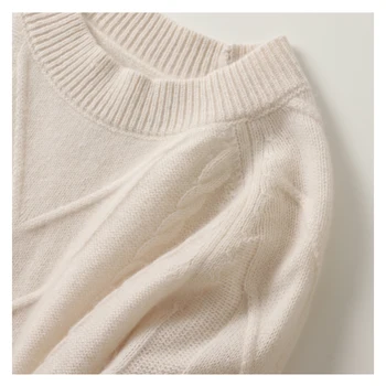 Aukštos kokybės kašmyras kabelis megzti megztinis moterų europos mados žibintų rankovės puloveriai žiemai