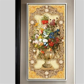 Beibehang Užsakymą freskos 3d foto tapetai Europos modelio aliejaus tapybai gėlių marmuro įėjimo 3d tapetai, dekoratyvinis dažymas 9638