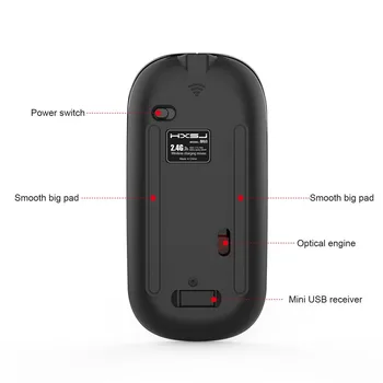 Belaidės Pelės USB Imtuvas 2019 Naujas Ergonomiškas Belaidės Pelės 1200DPI USB+Tipo C Įkrovimo Optinės Pelės