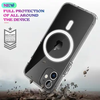 Belaidžio Įkrovimo Magnetu Apsauginė Atveju iPhone, 12 Mini Pro Max Mobiliojo Telefono Atveju Stiprus Magnetinis Odos Padengti Magsave