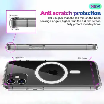 Belaidžio Įkrovimo Magnetu Apsauginė Atveju iPhone, 12 Mini Pro Max Mobiliojo Telefono Atveju Stiprus Magnetinis Odos Padengti Magsave