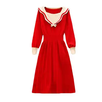 Didelio dydžio moteriški drabužiai rudens 2020 naujas moterų sesuo Vakarų stiliaus lieknėjimo bazės megztinį megzti suknelę