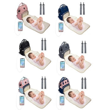 Didelės Talpos Kūdikiui Kelionės Kuprinė USB Įkrovimo lizdas Rankinės su Vežimėlis Dirželiai Mamyte Mama Motinystės Sauskelnių Vystyklų Krepšys