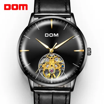 DOM-Ultra plonas, Paprastas, Klasikinis Vyrų Mechaniniai Laikrodžiai Verslo Vandeniui Žiūrėti Prabangos Prekės Odos Automatinis laikrodis, M-1268BL-1M