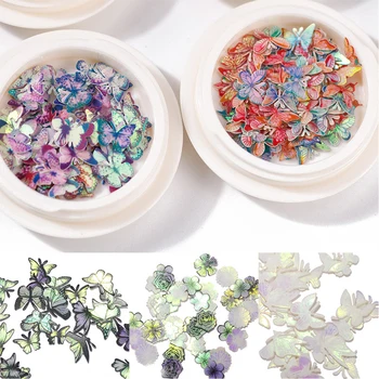Drugelis Gėlių Blizgančiais Nails Art Apdailos Sumaišyti Rožių Gėlių Lapų DIY Nail Art Jewelry Manikiūro Reikmenys 6830