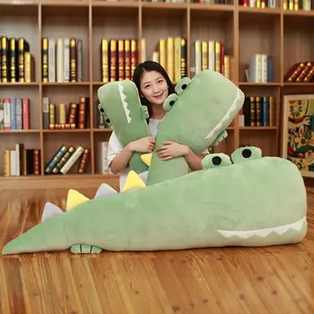 Džiugu minkštas animacinių filmų krokodilas įdaryti žaislas gyvūnų aligatorius miega ilgai pagalvę pliušinis lėlės vaikams mergina dovana 55inch 140cm 6551