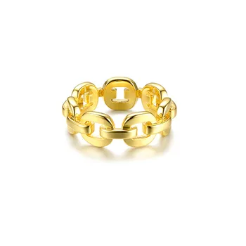 Europ Derliaus Minimalistinio moterų papuošalai stambusis grandinės geometrinis auksą, sidabrą, dantytais žiedais moterims, madingų papuošalų 6195