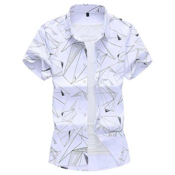 Geometrinis modelis skaitmeninis atspausdintas mados slim trumpas rankovės marškinėliai Vasaros Nauja aukščiausios kokybės medvilnės minkštas patogus marškinėliai vyrams, M-7XL 5304