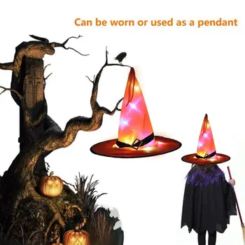 Helovinas LED Šviesos Šukuosena Magija Ragana Skrybėlę Helovinas Žėrintis Skrybėlę Vaikų, Suaugusių Šalies Prom Helovinas Dress Up Ragana Hat..