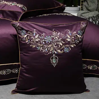 J2 J/7pcs Violetinė Egipto medvilnės satino Patalynės Komplektas queen ' king size lova nustatyti Bedsheets lino Europoje siuvinėjimo Antklode padengti rinkinys 9891