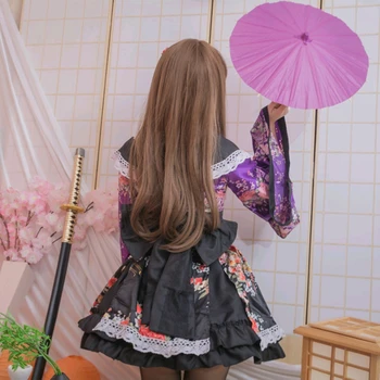 Japonijos seksualus cosplay spausdinti kostiumas šalis etape kimono cosplay tarnaitė kimono kostiumas